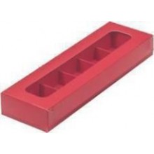 Коробка для конфет на  5шт красная с окном